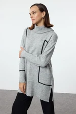 Trendyol Anthracite Piping Soft Textured Knitwear Sweater