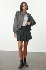 Trendyol Anthracite Pleat Detailed Polyviscon Fabric Mini Skirt