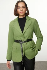 Trendyol Light Khaki Cashmere Belted Blazer Jacket