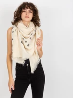 Women's scarf with print - ecru