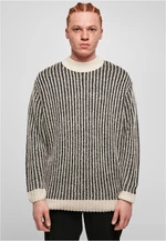 Oversized two-tone sweater white sand/black