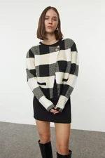 Trendyol Black Soft Texture Coat-Look Knitwear Cardigan