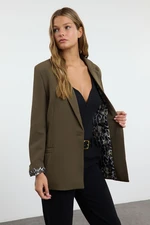 Trendyol Dark Khaki Regular Fit Animal Patterned Lined Blazer Jacket