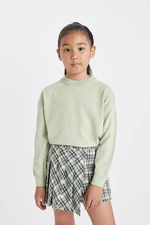 DEFACTO Girl Standard Fit Crew Neck Basic Plain Knitwear Sweater