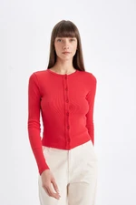 DEFACTO Slim Fit Crew Neck Ribbed Camisole Cardigan