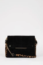 DEFACTO Women's Leopard Detailed Suede Shoulder Bag