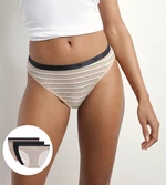 DIM LES POCKETS COTTON SLIP 3x - Women's cotton panties 3 pcs - black - white - light brown