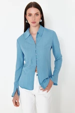 Trendyol Light Blue Textured Fitted Woven Shirt