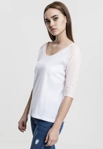 Women's 3/4 contrast raglan t-shirt wht/pink