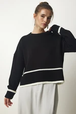 Happiness İstanbul Women's Black Stripe Detailed Knitwear Sweater