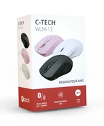 Myš C-TECH WLM-12 Dual mode, bezdrátová, BT5.0 + 2,4GHz, 1600DPI, 6 tlačítek, USB nano receiver, růžová