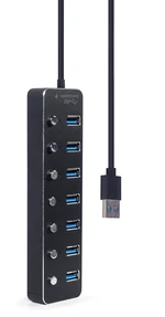 USB hub Gembird, 7-port USB 3.1 (Gen 1) hub s vypínači