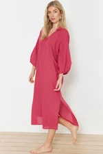 Trendyol Fuchsia Wide Fit Midi Woven Beach Dress