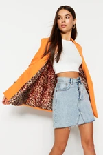 Trendyol Orange Regular Lined Detailed Woven Blazer Jacket