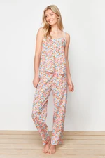 Trendyol Multicolored Floral String Strap Woven Pajama Set