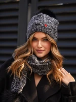 Winter set, black hat and scarf