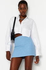 Trendyol Blue Tweed Fabric Mini Woven Skirt