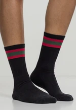 Striped sports socks 2-pack black/fiery red/green