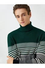 Koton Basic Knitwear Sweater Turtleneck Color Block Slim Fit