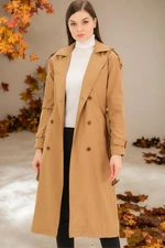 Z6737 DEWBERRY WOMEN'S TRENCH COAT-FLAT CAMEL