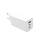 Síťová GaN nabíječka FIXED s 2xUSB-C a USB výstupem, PD, 65W, bílá