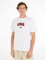 White Mens T-Shirt Tommy Jeans Modern Sport - Men