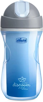 CHICCO Termo lahev netekoucí s brčkem 14m+ modrá 266 ml