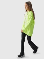 Girls' sweatshirt without fastening and with hood 4F - yellow