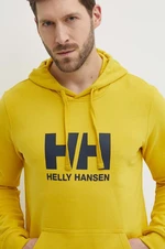 Bavlnená mikina Helly Hansen HH LOGO HOODIE pánska, žltá farba, s kapucňou, s nášivkou, 33977