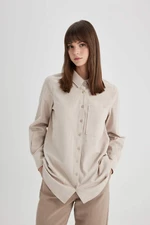 DEFACTO Regular Fit Flamed Cotton Long Sleeve Shirt Tunic