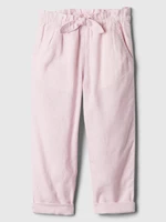 Light pink girls' trousers with linen blend GAP