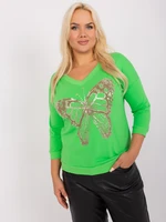 Light green women's blouse plus size with print