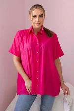 Cotton fuchsia shirt with short sleeves