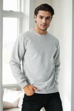 64602 Dewberry Basic Crew Neck Mens Sweatshirt-GREY