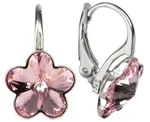 Levien Dievčenské strieborné náušnice Flower Crystal Light Rose