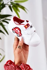 Children's Velcro sneakers white-red Taxi