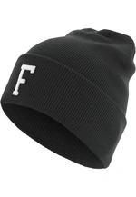 Knitted hat with letter cuff F