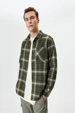 Koton Men's Khaki Plaid Shirt