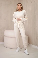 Velour set sweatshirt + trousers light beige