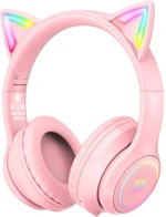 Onikuma B90 RGB Cat Ear Bluetooth Wireless Gaming Headset Rose Casque PC