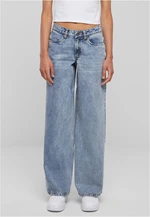 Women's jeans with a wide waist light blue denim