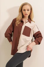 Bigdart 20116 Color Block Shirt - Brown