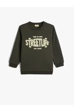 Koton Sweat Long Sleeve Crew Neck Slogan Printed Raised