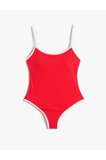 Koton Thin Straps Swimsuit with Piping Detailed Coated