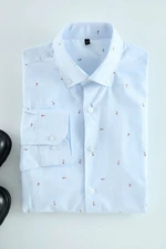 Trendyol Light Blue Slim Fit Patterned Men's Classic Smart Shirt