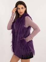 Dark purple fur vest with pockets