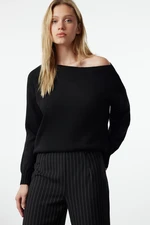 Trendyol Black Wool Boat Neck Basic Knitwear Sweater