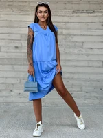 Blue cotton dress with frills MAYFLIES