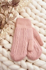 Warm women's one-finger gloves, pink