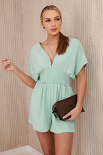 Dark mint jumpsuit with ruffled waistband